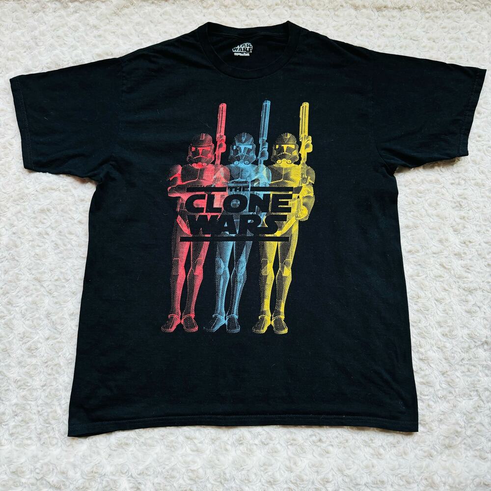 Star Wars The Clone Wars Lucas Film Black Mens T Shirt Siz Medium Large